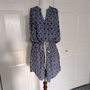 Ulla johnson blue white drawstring silk dress